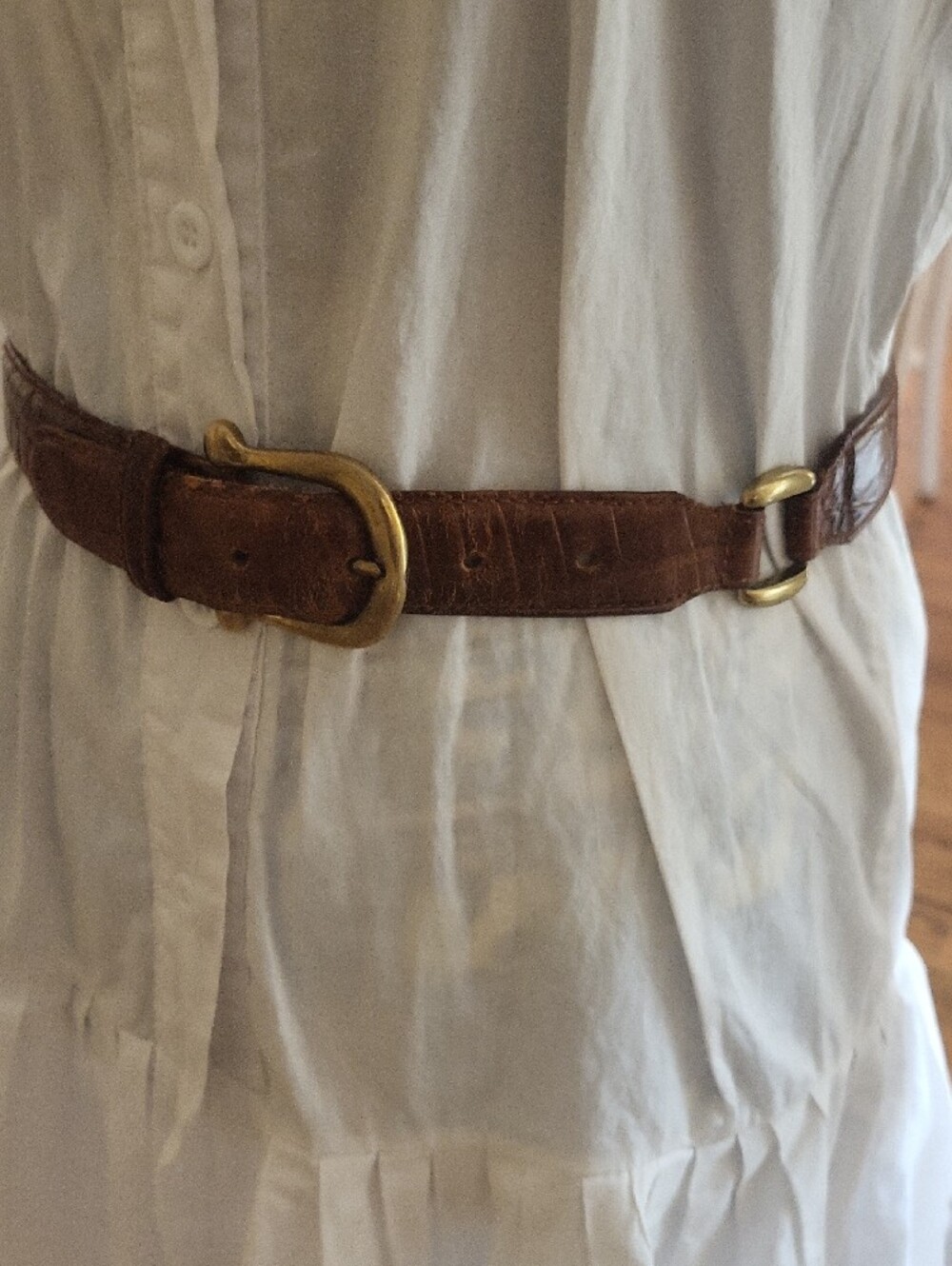 Fossil Brown Leather Belt with Gold-Tone Buckle - Picture 6 of 12